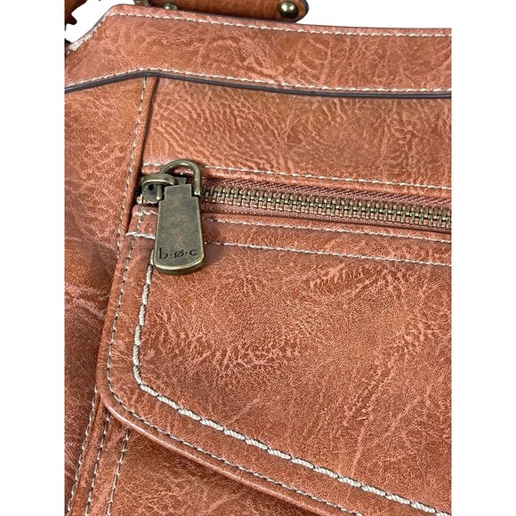 b.ø.c Born Concept Cognac Brown Faux Leather Crossbody Bag Messenger Purse - Picture 5 of 16